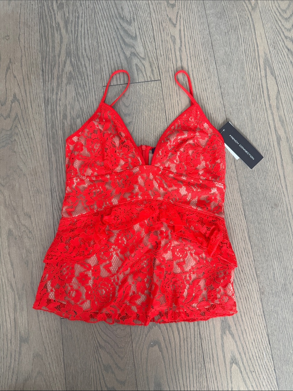 French Connection Bright Red Lace Camisole